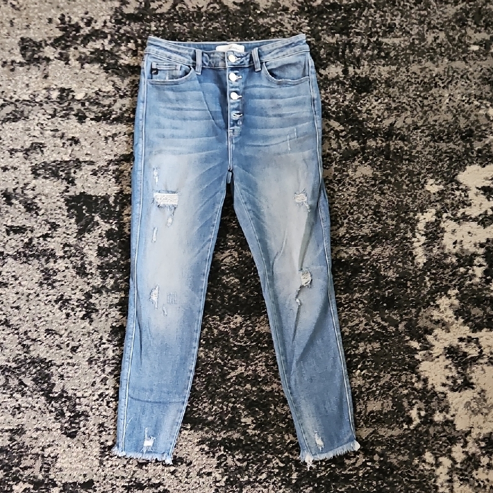 KanCan Light Blue Distressed Ankle Jeans